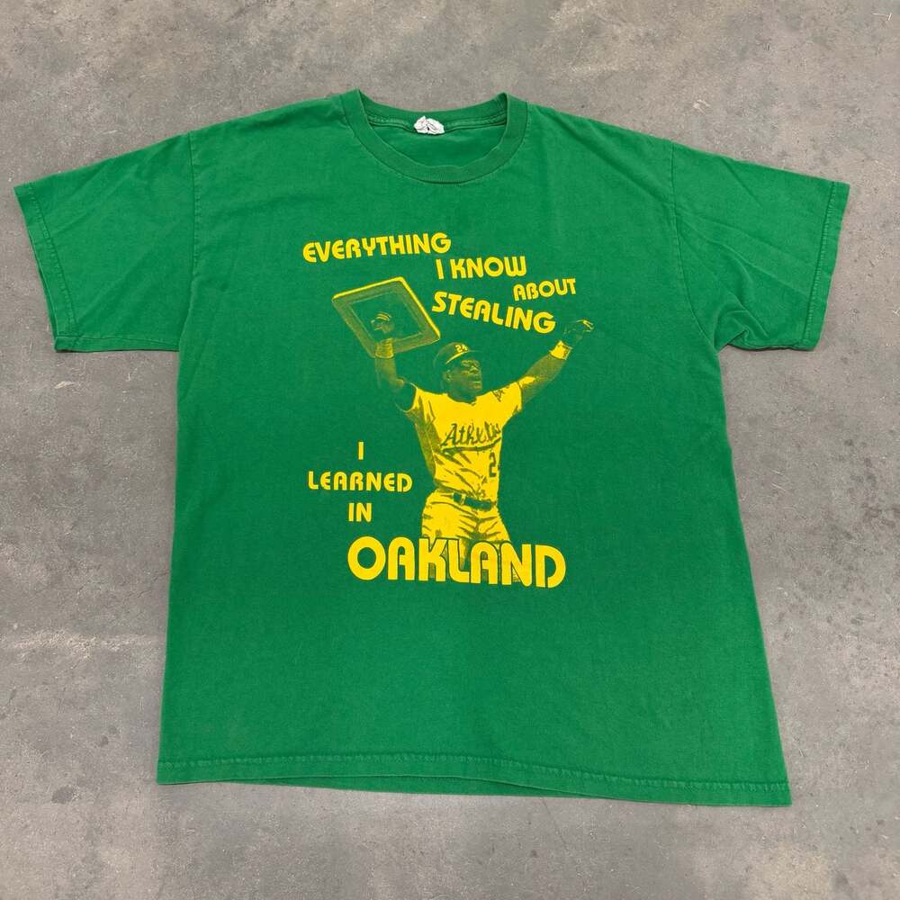 Vintage Oakland Athletics Rickey Henderson Everything I Know About Stealing T-Sh